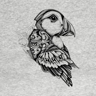 Puffin Wild Animal Nature Illustration Art Tattoo T-Shirt